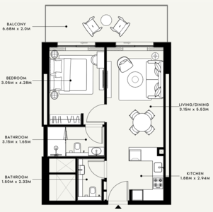 Floor plan — 1 BR