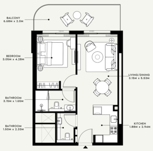 Floor plan — 1 BR