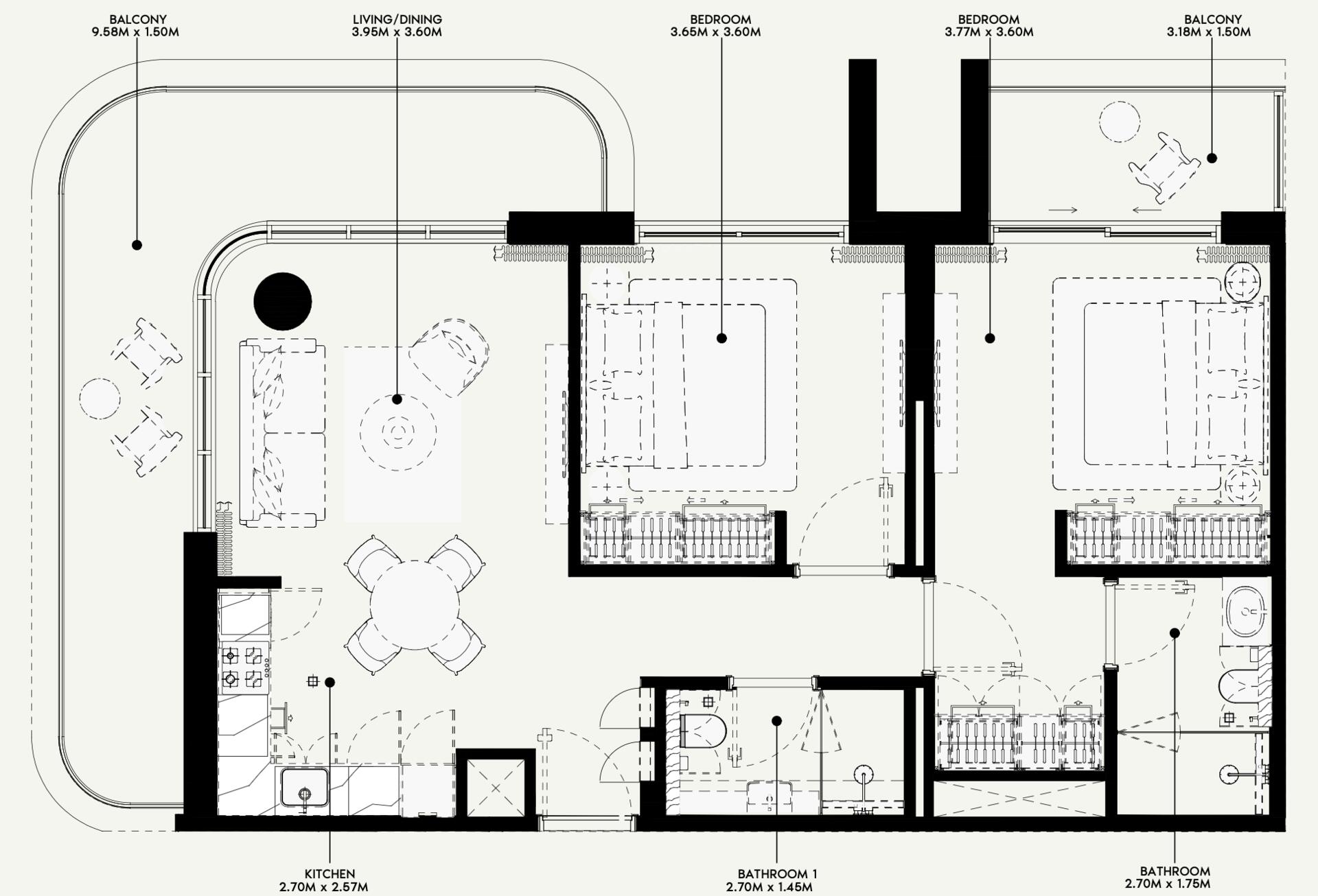 Floor plan — 2 BR