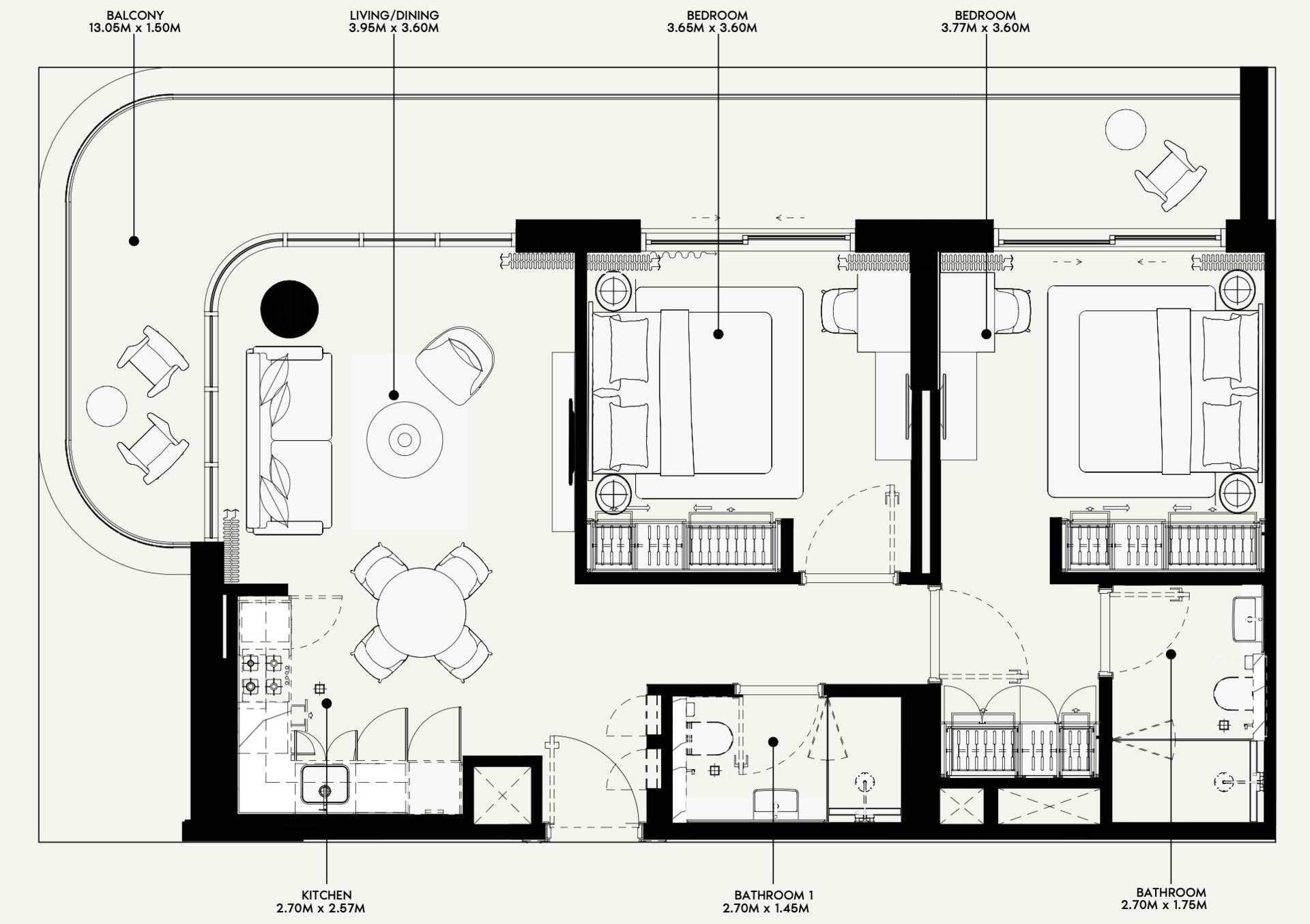 Floor plan — 2 BR