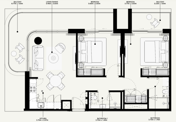 Floor plan — 2 BR