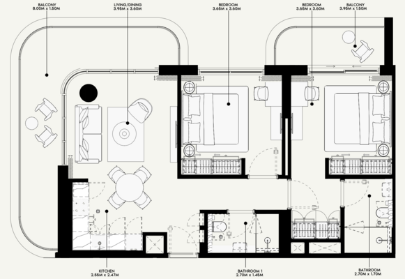 Floor plan — 2 BR