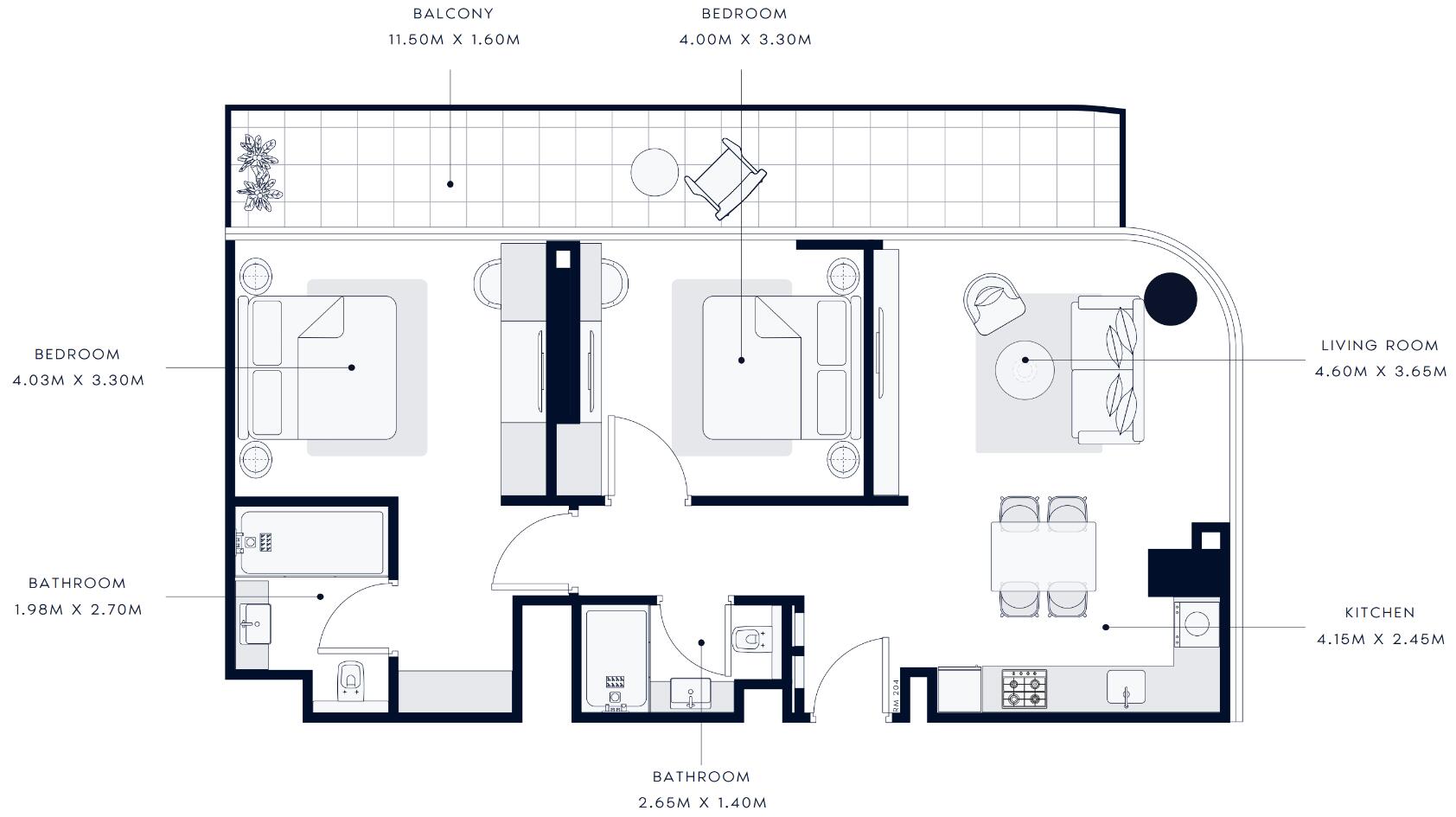 Floor plan — 2 BR