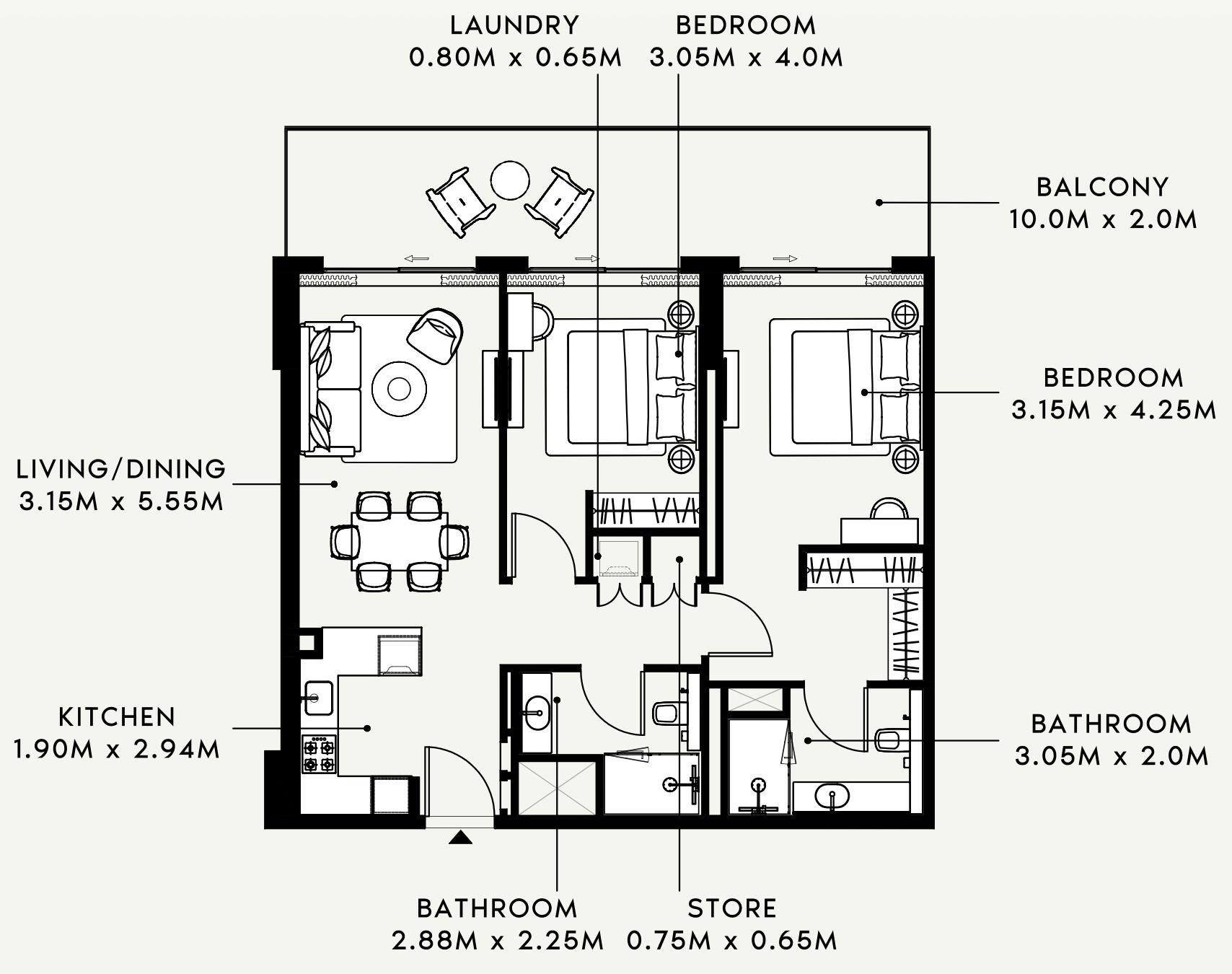 Floor plan — 2 BR
